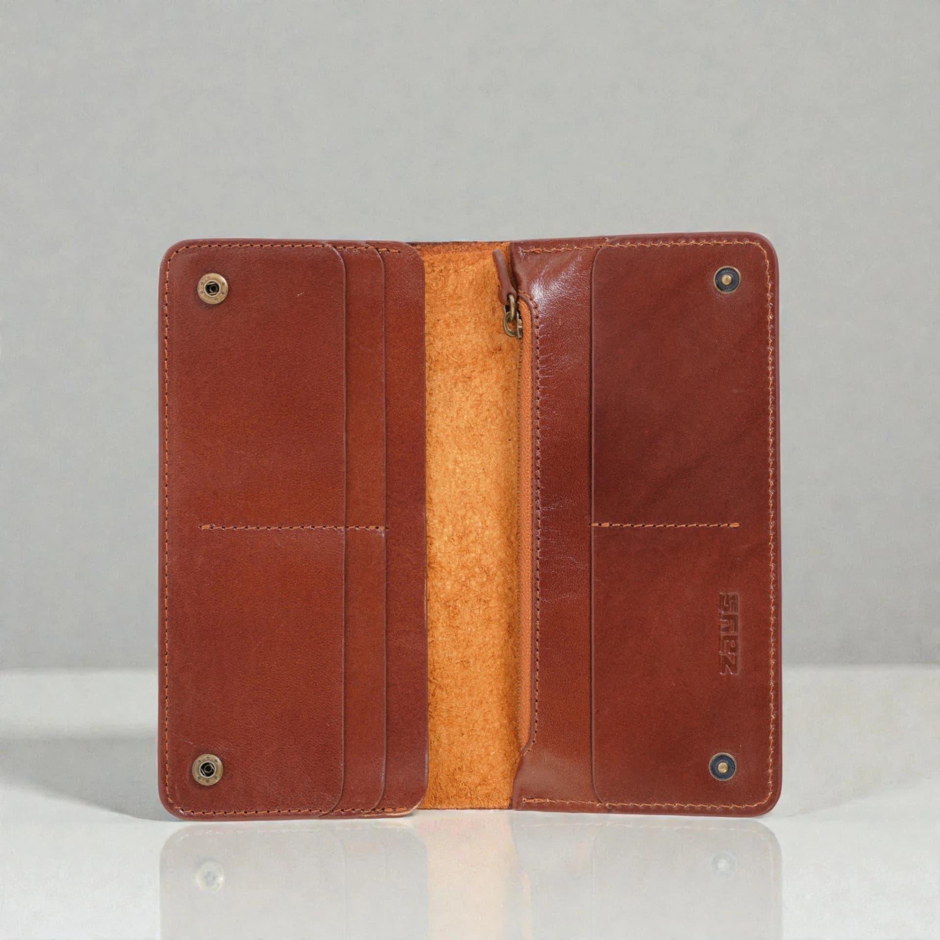 Zays Premium Genuine Leather Long Wallet for Unisex - Elegant Design Spacious Card and Mobile Slots - Durable Full Grain Leather (ZLW106-Brown)