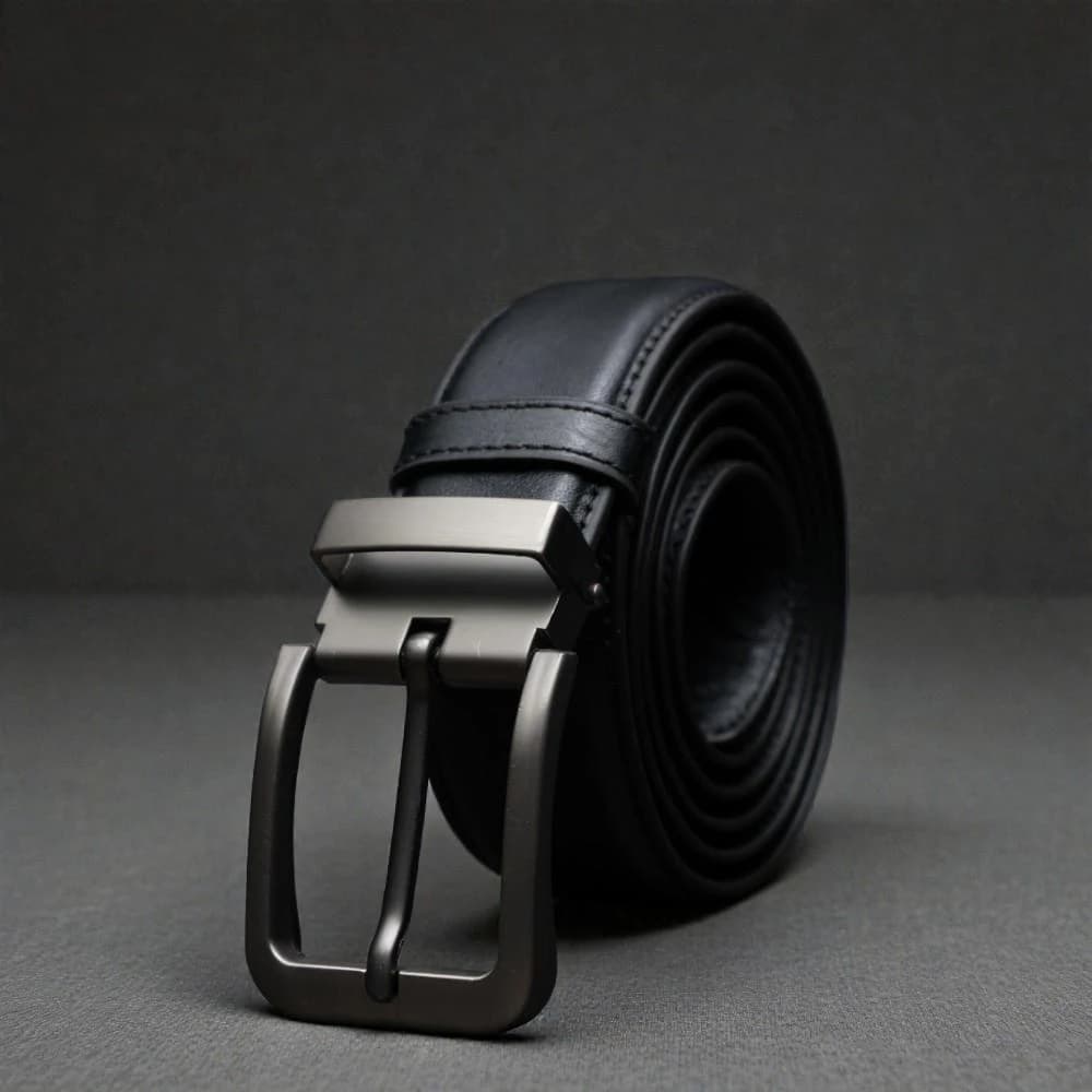 Zays Handcrafted Genuine Leather Belt for Men – Premium Quality, Adjustable, Stylish & Durable (BS103-BC101-Black)