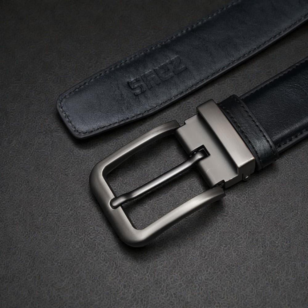 Zays Handcrafted Genuine Leather Belt for Men – Premium Quality, Adjustable, Stylish & Durable (BS103-BC101-Black)