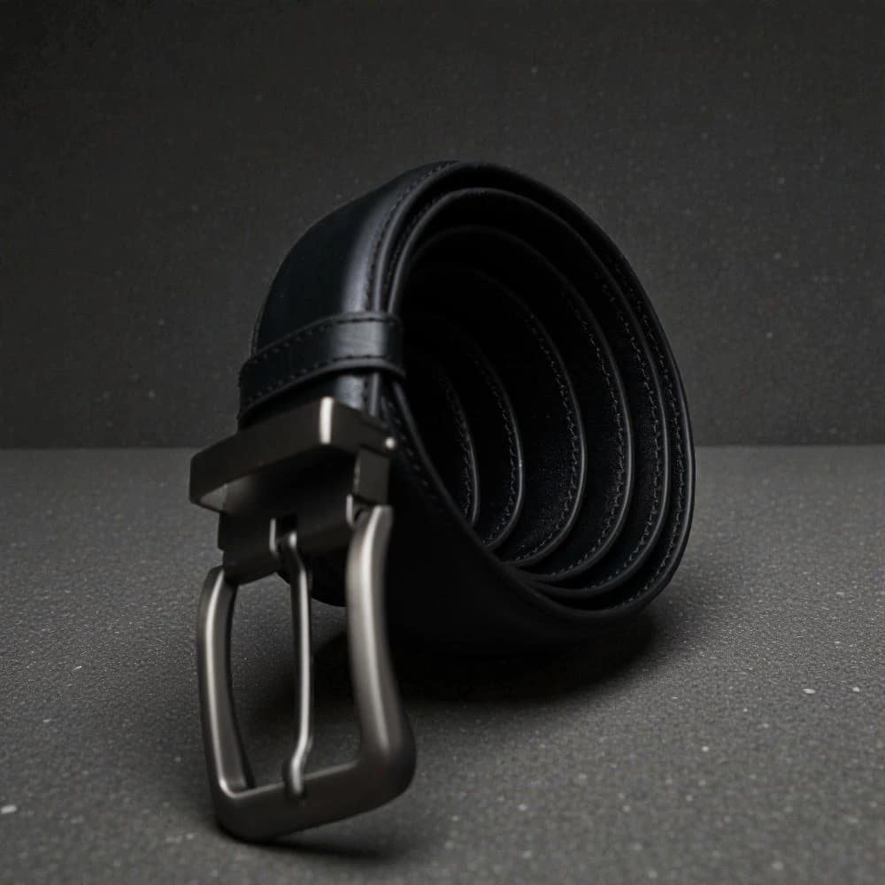 Zays Handcrafted Genuine Leather Belt for Men – Premium Quality, Adjustable, Stylish & Durable (BS103-BC101-Black)