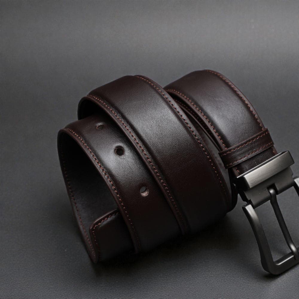 Zays Handcrafted Genuine Leather Belt for Men – Premium Quality, Adjustable, Stylish & Durable (BS104-BC101-Chocolate)