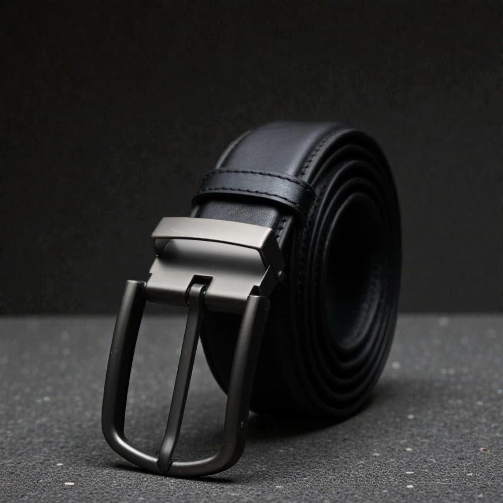 Zays Handcrafted Genuine Leather Belt for Men – Premium Quality, Adjustable, Stylish & Durable (BS103-BC102-Black)