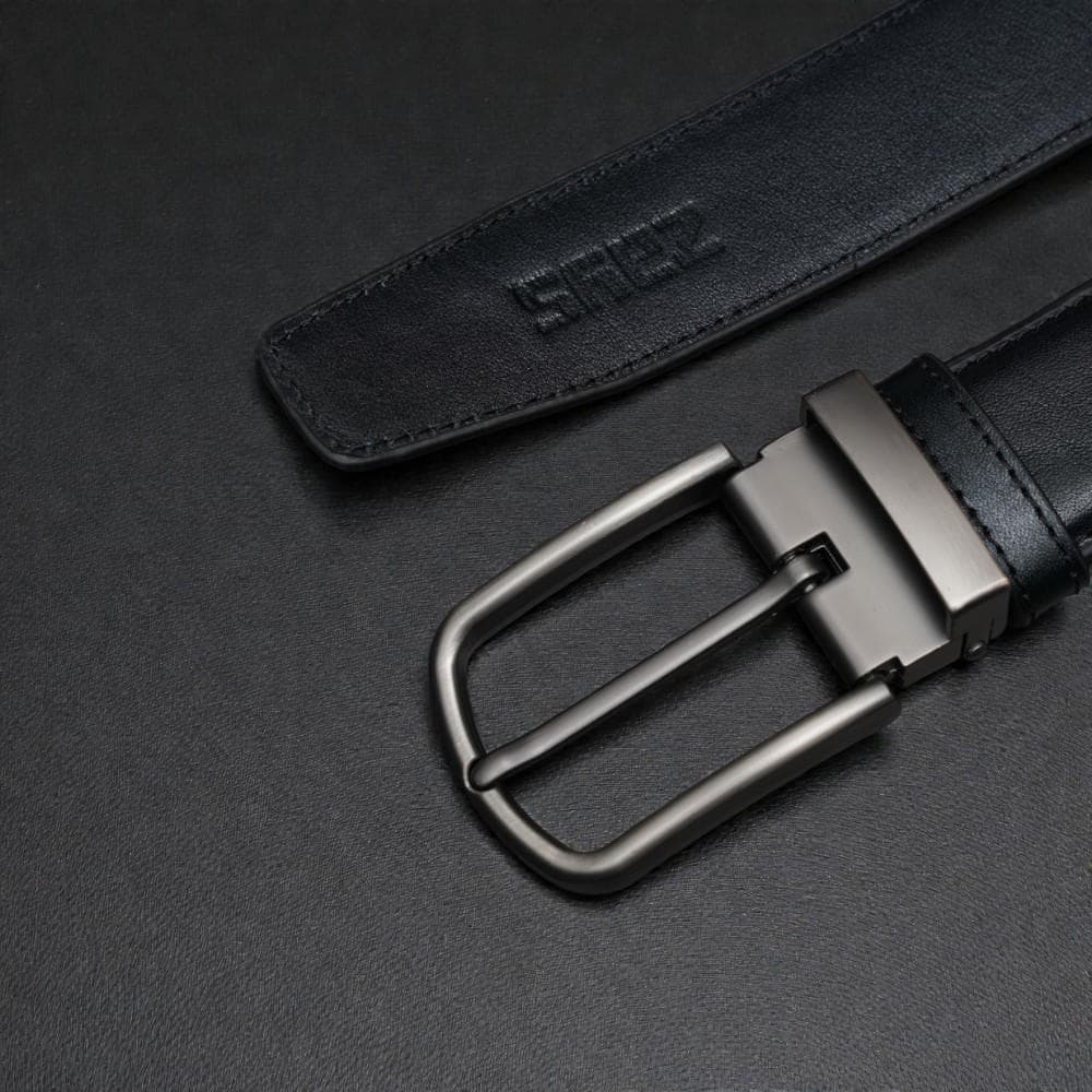 Zays Handcrafted Genuine Leather Belt for Men – Premium Quality, Adjustable, Stylish & Durable (BS103-BC102-Black)
