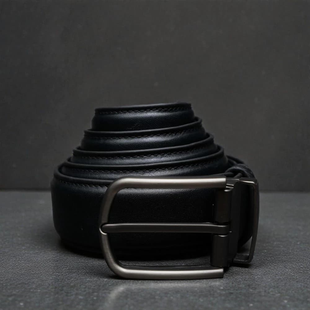 Zays Handcrafted Genuine Leather Belt for Men – Premium Quality, Adjustable, Stylish & Durable (BS103-BC102-Black)