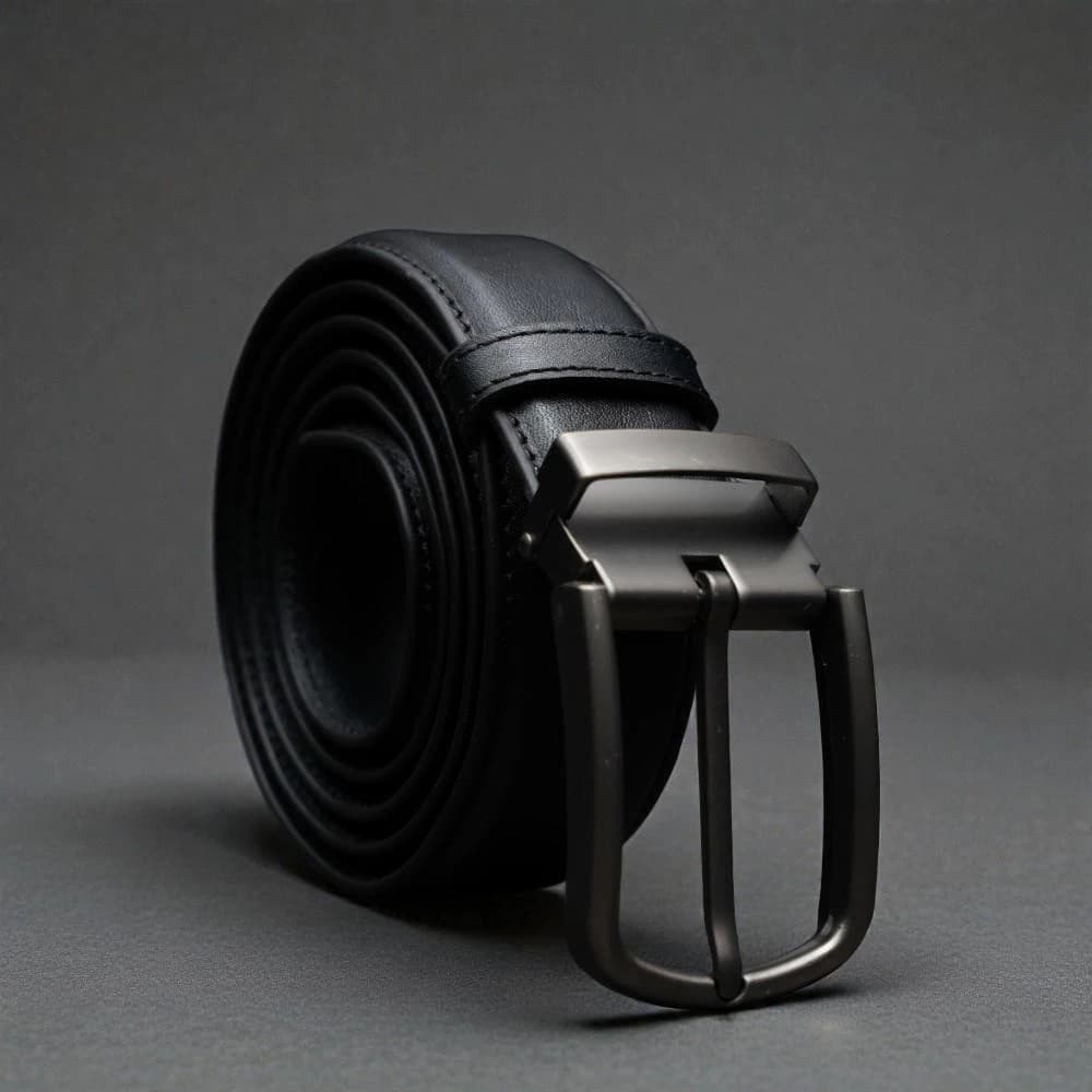 Zays Handcrafted Genuine Leather Belt for Men – Premium Quality, Adjustable, Stylish & Durable (BS103-BC102-Black)