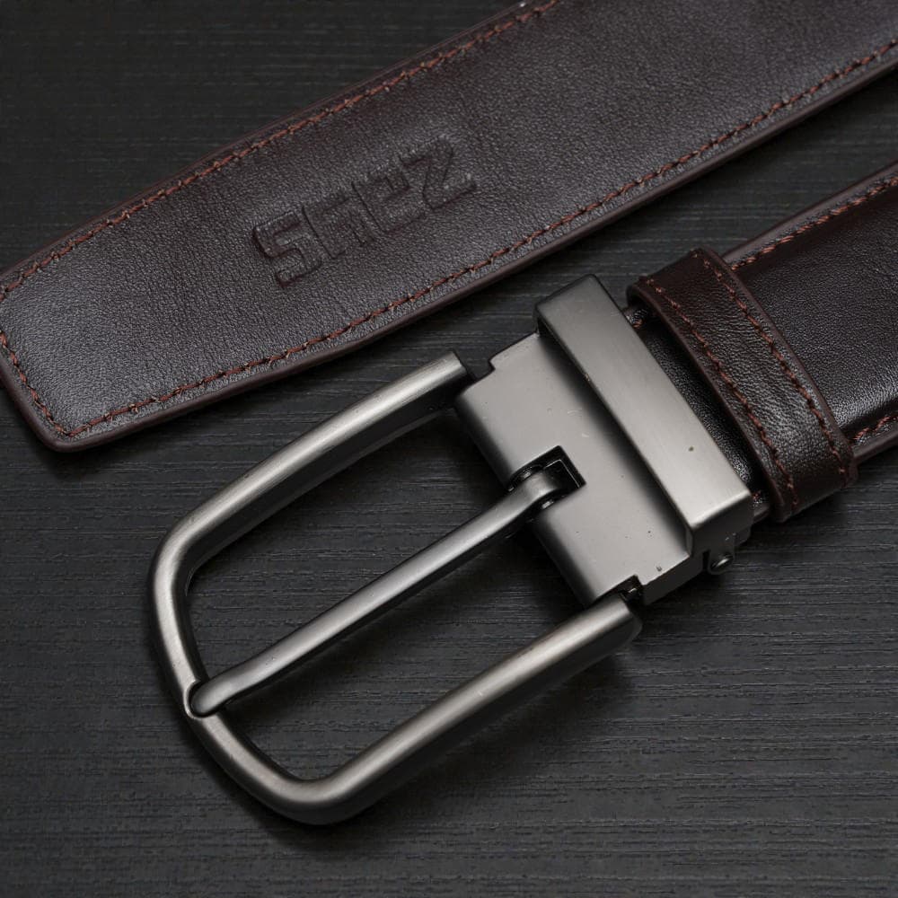 Zays Handcrafted Genuine Leather Belt for Men – Premium Quality, Adjustable, Stylish & Durable (BS104-BC102-Chocolate)