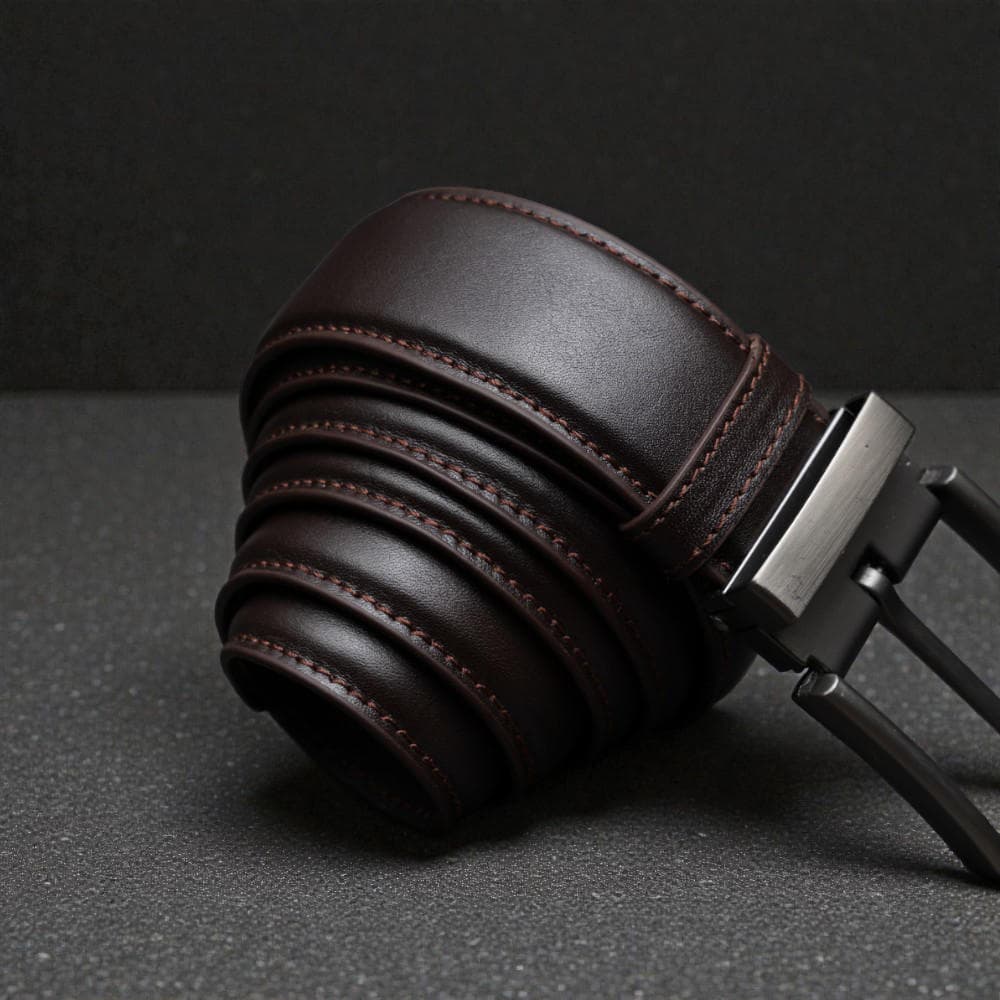 Zays Handcrafted Genuine Leather Belt for Men – Premium Quality, Adjustable, Stylish & Durable (BS104-BC102-Chocolate)