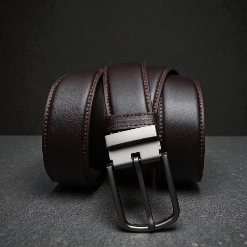 Zays Handcrafted Genuine Leather Belt for Men – Premium Quality, Adjustable, Stylish & Durable (BS104-BC102-Chocolate)