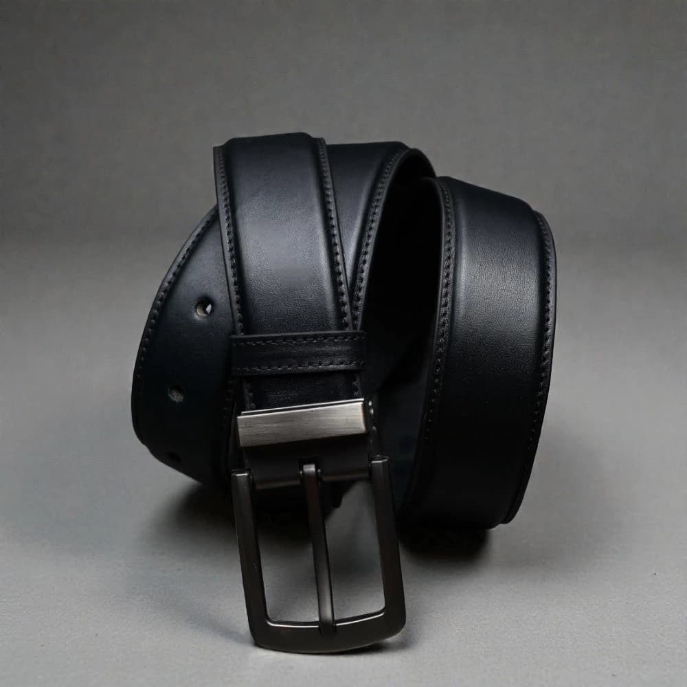 Zays Handcrafted Genuine Leather Belt for Men – Premium Quality, Adjustable, Stylish & Durable (BS103-BC103-Black)
