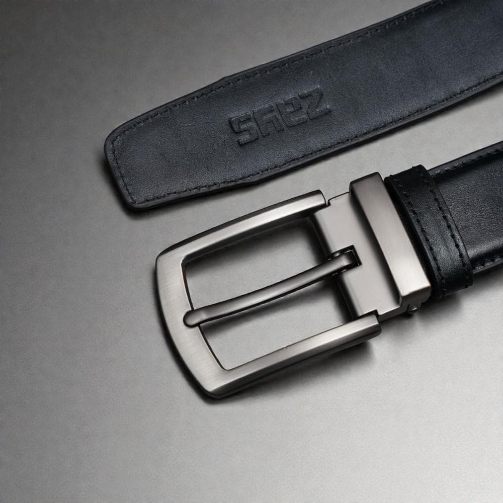 Zays Handcrafted Genuine Leather Belt for Men – Premium Quality, Adjustable, Stylish & Durable (BS103-BC103-Black)
