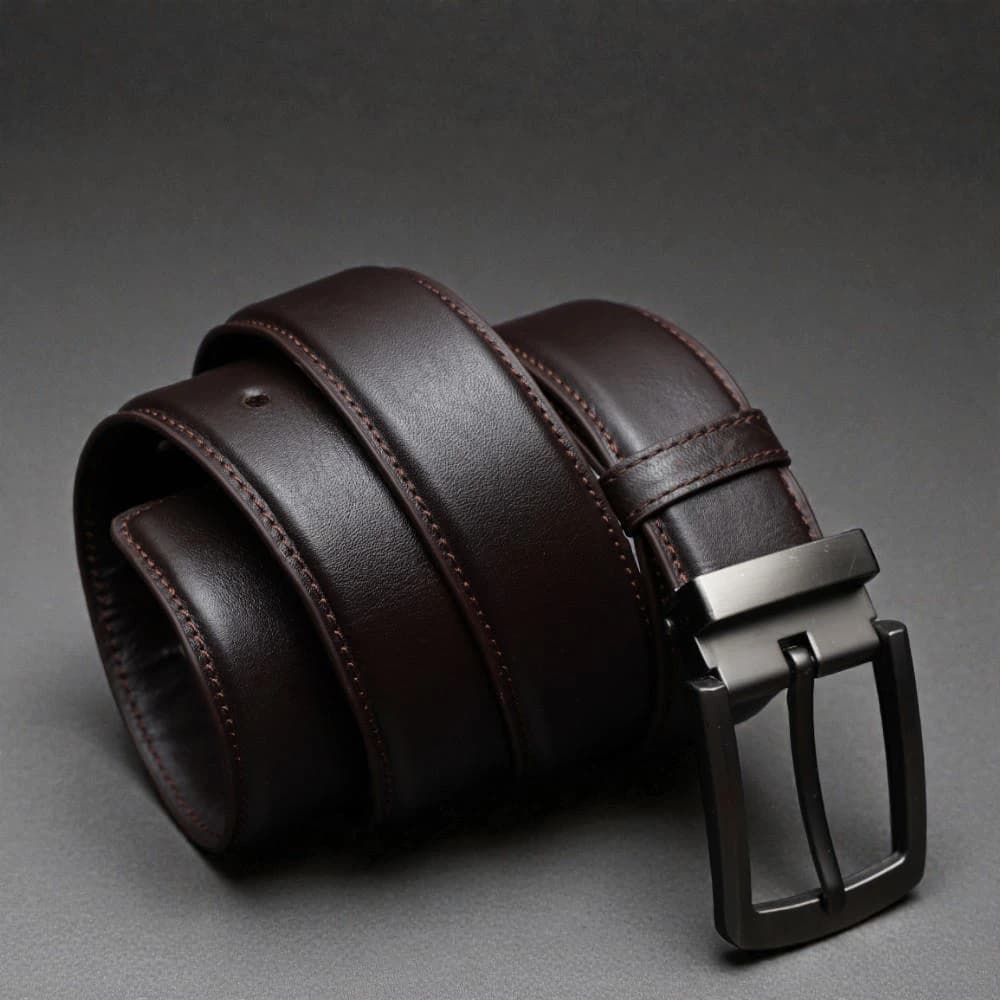 Zays Handcrafted Genuine Leather Belt for Men – Premium Quality, Adjustable, Stylish & Durable (BS104-BC103-Chocolate)