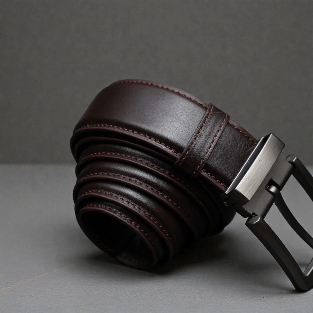 Zays Handcrafted Genuine Leather Belt for Men – Premium Quality, Adjustable, Stylish & Durable (BS104-BC103-Chocolate)