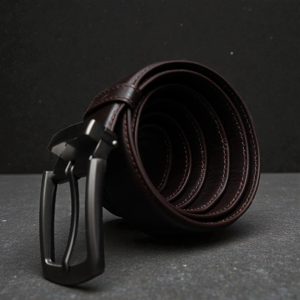 Zays Handcrafted Genuine Leather Belt for Men – Premium Quality, Adjustable, Stylish & Durable (BS104-BC103-Chocolate)