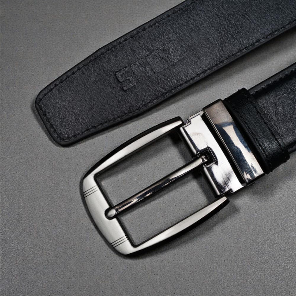 Zays Handcrafted Leather Belt for Men - Full-Grain Cowhide Adjustable Fit Stylish and Long-Lasting Designed for Office Traditional and Casual Use - Sweat-Resistant Anti-Crack Build Ideal for Daily Wear BS103-BC118-Black