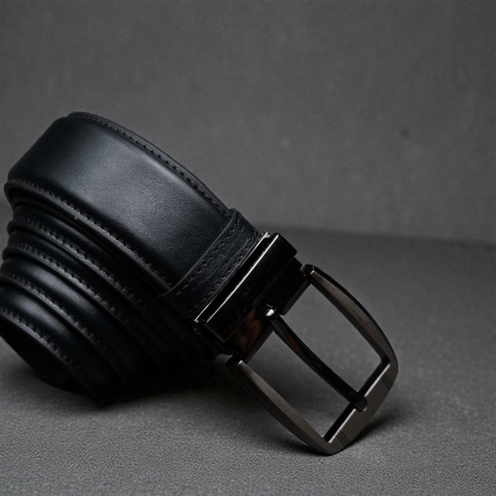 Zays Handcrafted Leather Belt for Men - Full-Grain Cowhide Adjustable Fit Stylish and Long-Lasting Designed for Office Traditional and Casual Use - Sweat-Resistant Anti-Crack Build Ideal for Daily Wear BS103-BC118-Black