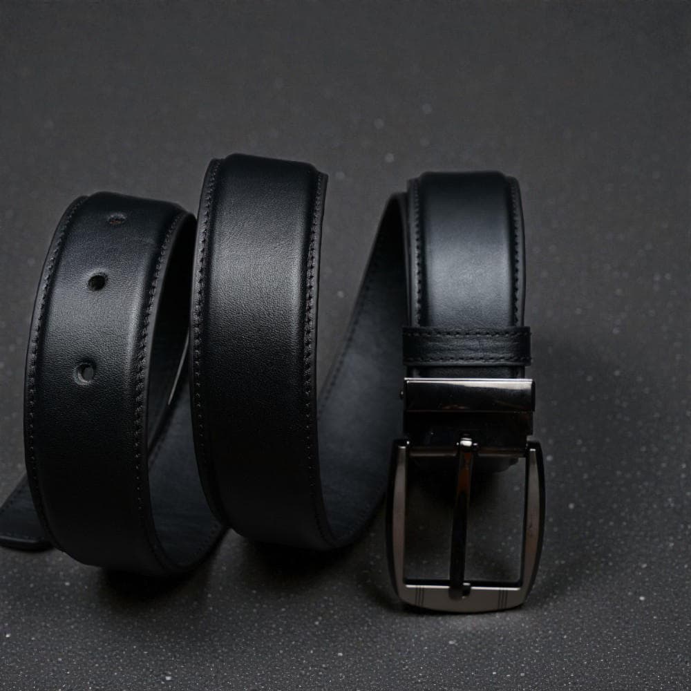 Zays Handcrafted Leather Belt for Men - Full-Grain Cowhide Adjustable Fit Stylish and Long-Lasting Designed for Office Traditional and Casual Use - Sweat-Resistant Anti-Crack Build Ideal for Daily Wear BS103-BC118-Black