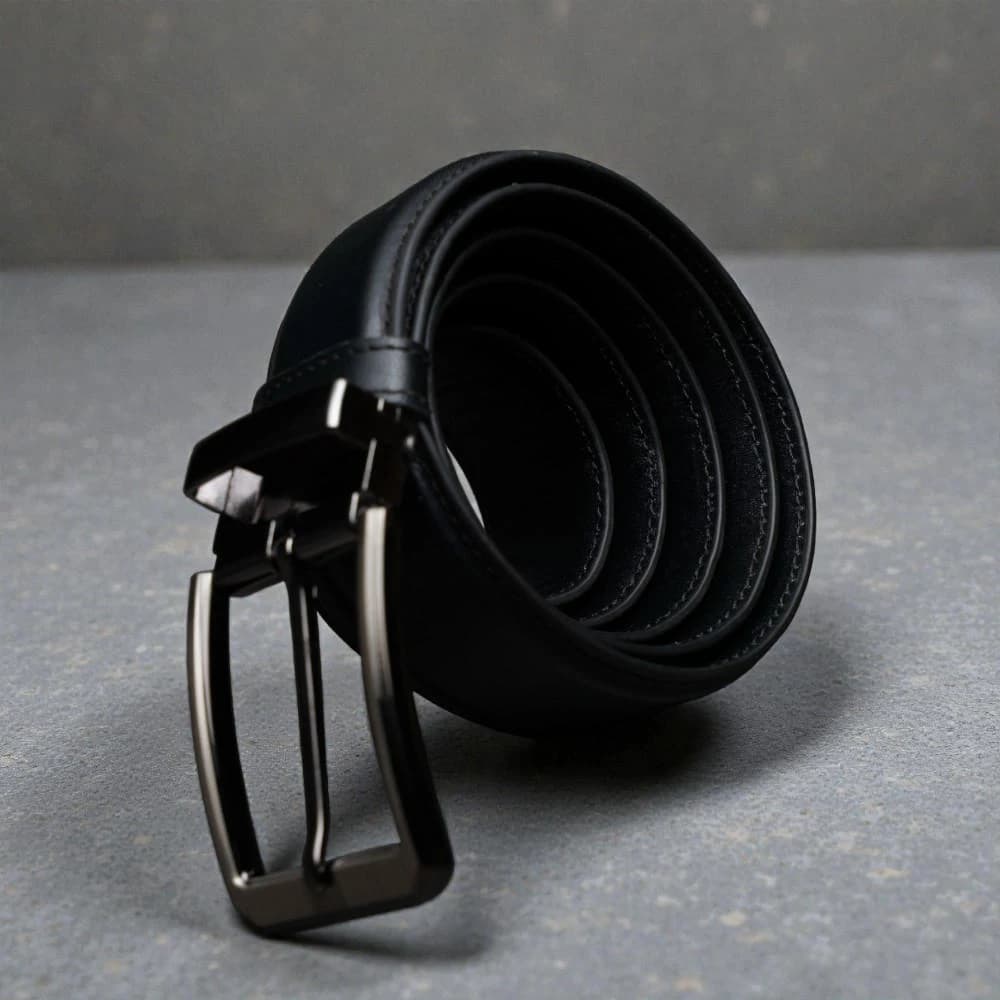 Zays Handcrafted Leather Belt for Men - Full-Grain Cowhide Adjustable Fit Stylish and Long-Lasting Designed for Office Traditional and Casual Use - Sweat-Resistant Anti-Crack Build Ideal for Daily Wear BS103-BC119-Black