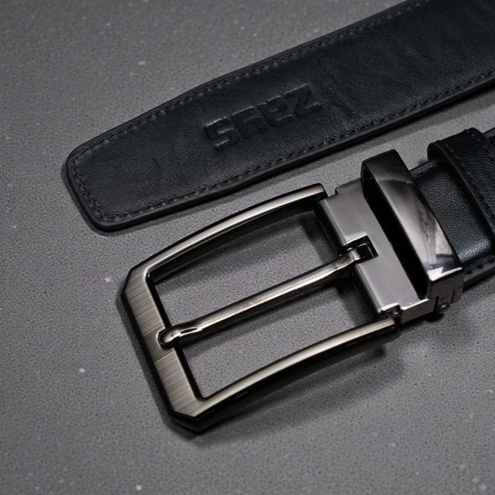 Zays Handcrafted Leather Belt for Men - Full-Grain Cowhide Adjustable Fit Stylish and Long-Lasting Designed for Office Traditional and Casual Use - Sweat-Resistant Anti-Crack Build Ideal for Daily Wear BS103-BC119-Black