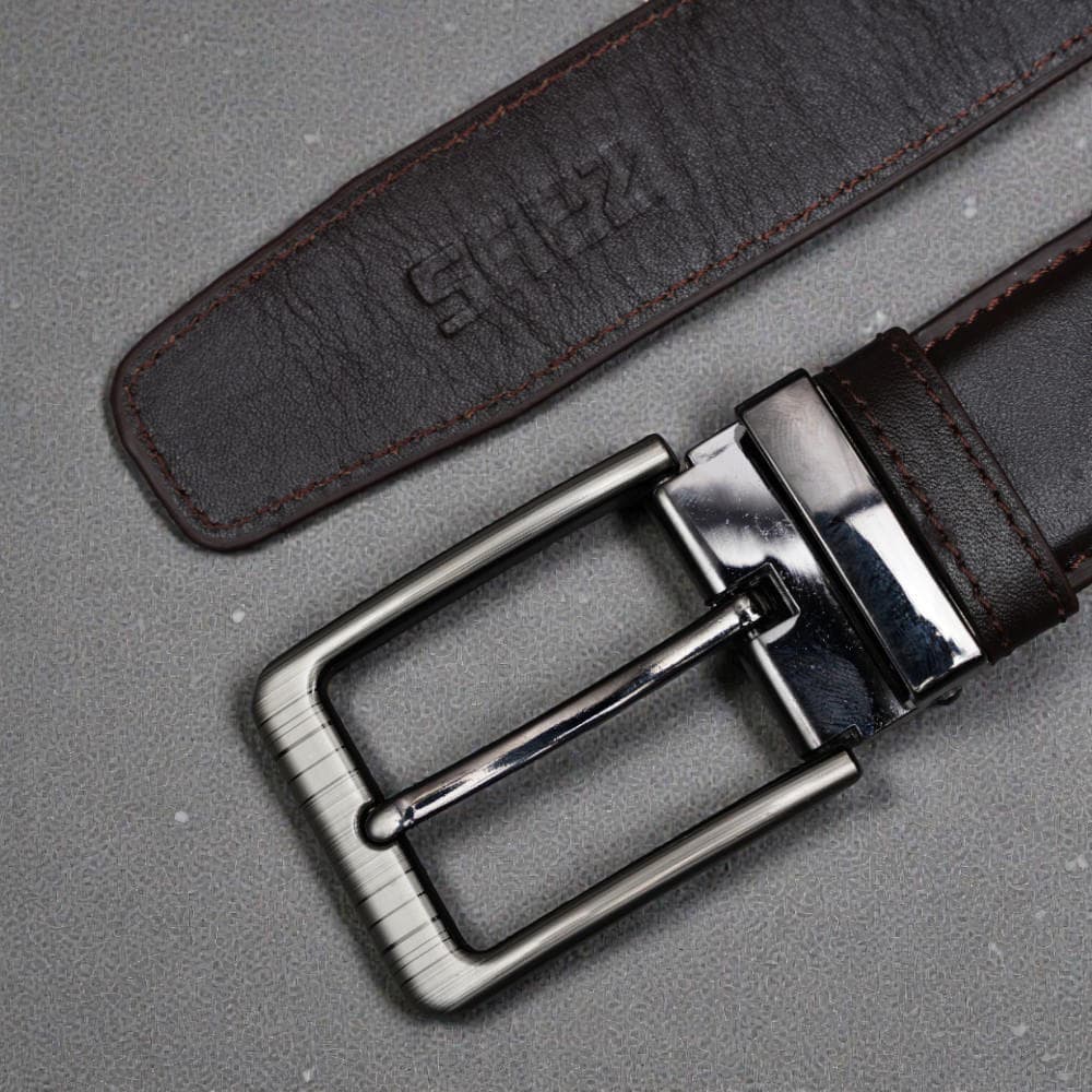 Zays Handcrafted Leather Belt for Men - Full-Grain Cowhide Adjustable Fit Stylish and Long-Lasting Designed for Office Traditional and Casual Use - Sweat-Resistant Anti-Crack Build Ideal for Daily Wear BS104-BC117-Chocolate