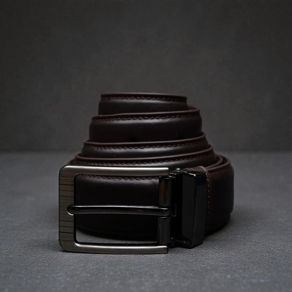 Zays Handcrafted Leather Belt for Men - Full-Grain Cowhide Adjustable Fit Stylish and Long-Lasting Designed for Office Traditional and Casual Use - Sweat-Resistant Anti-Crack Build Ideal for Daily Wear BS104-BC117-Chocolate