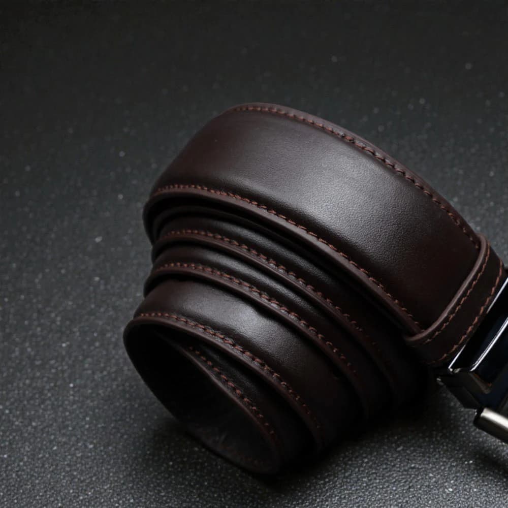 Zays Handcrafted Leather Belt for Men - Full-Grain Cowhide Adjustable Fit Stylish and Long-Lasting Designed for Office Traditional and Casual Use - Sweat-Resistant Anti-Crack Build Ideal for Daily Wear BS104-BC117-Chocolate