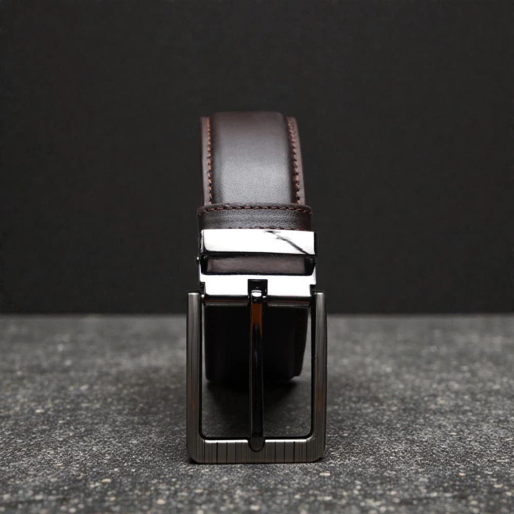 Zays Handcrafted Leather Belt for Men - Full-Grain Cowhide Adjustable Fit Stylish and Long-Lasting Designed for Office Traditional and Casual Use - Sweat-Resistant Anti-Crack Build Ideal for Daily Wear BS104-BC117-Chocolate