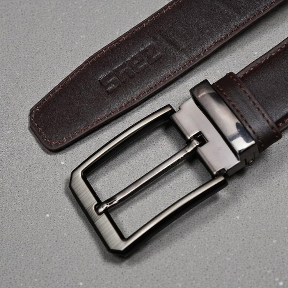 Zays Handcrafted Leather Belt for Men - Full-Grain Cowhide Adjustable Fit Stylish and Long-Lasting Designed for Office Traditional and Casual Use - Sweat-Resistant Anti-Crack Build Ideal for Daily Wear BS104-BC119-Chocolate
