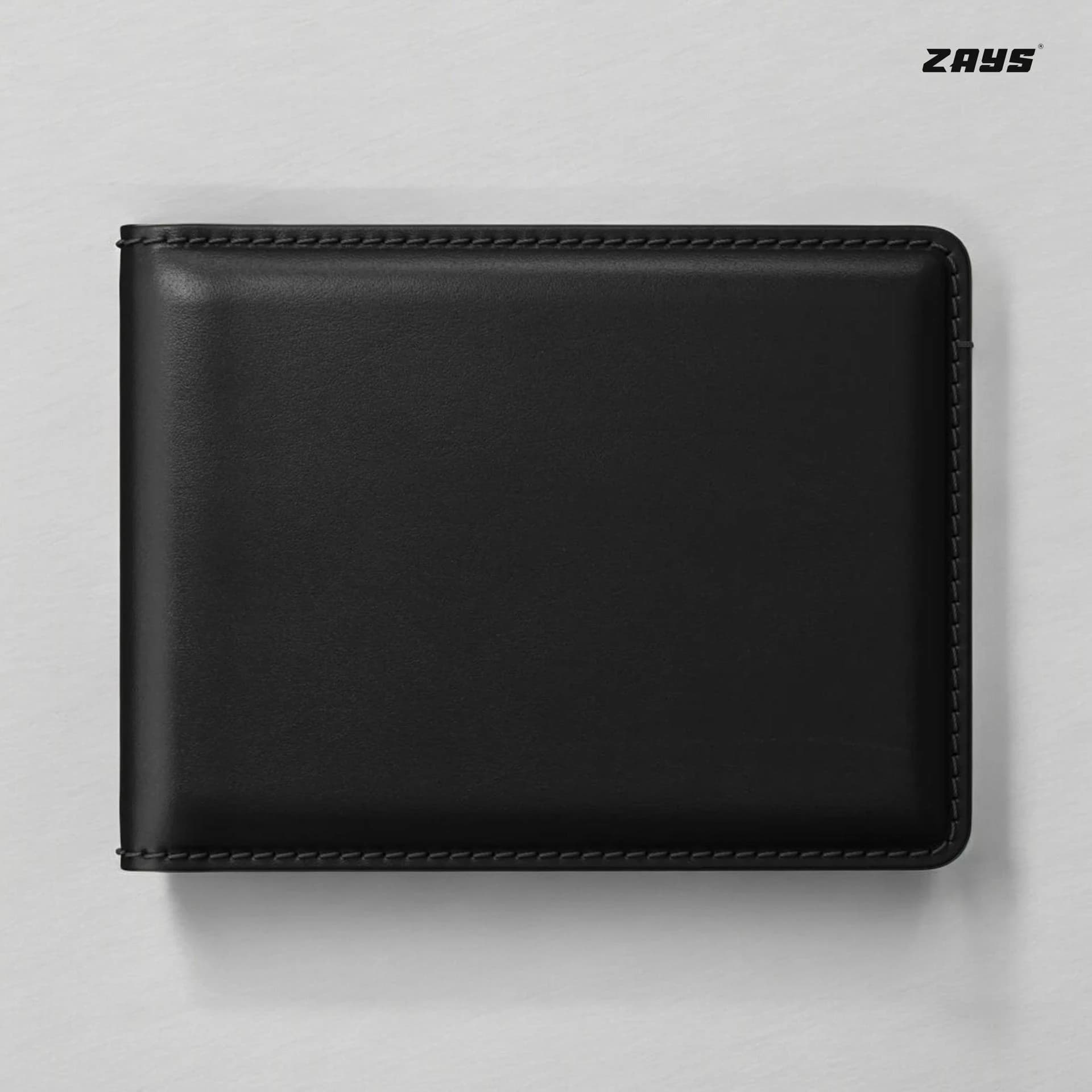 Zays Handcrafted Premium Leather Bifold Short Wallet ZSW101-Black