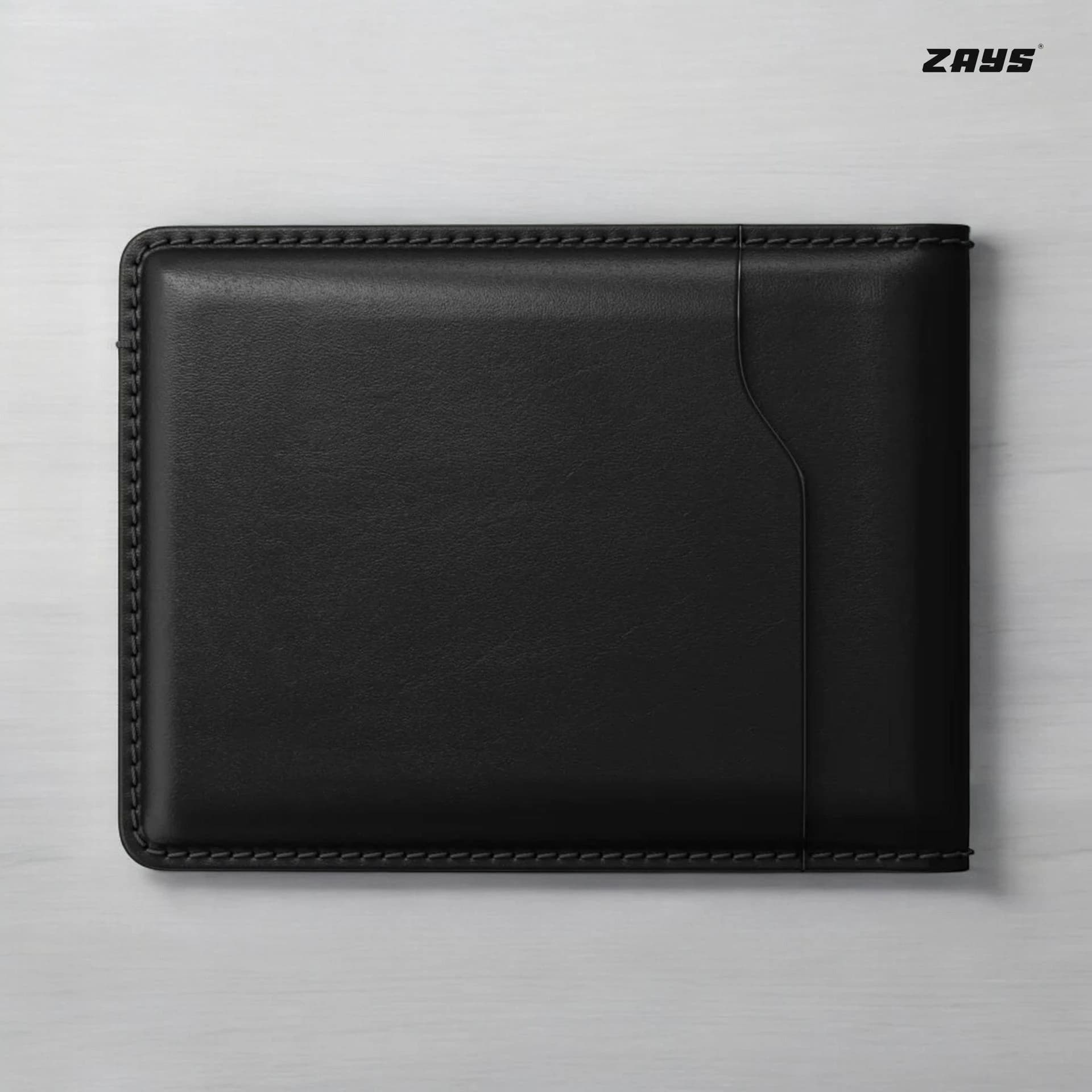 Zays Handcrafted Premium Leather Bifold Short Wallet ZSW101-Black