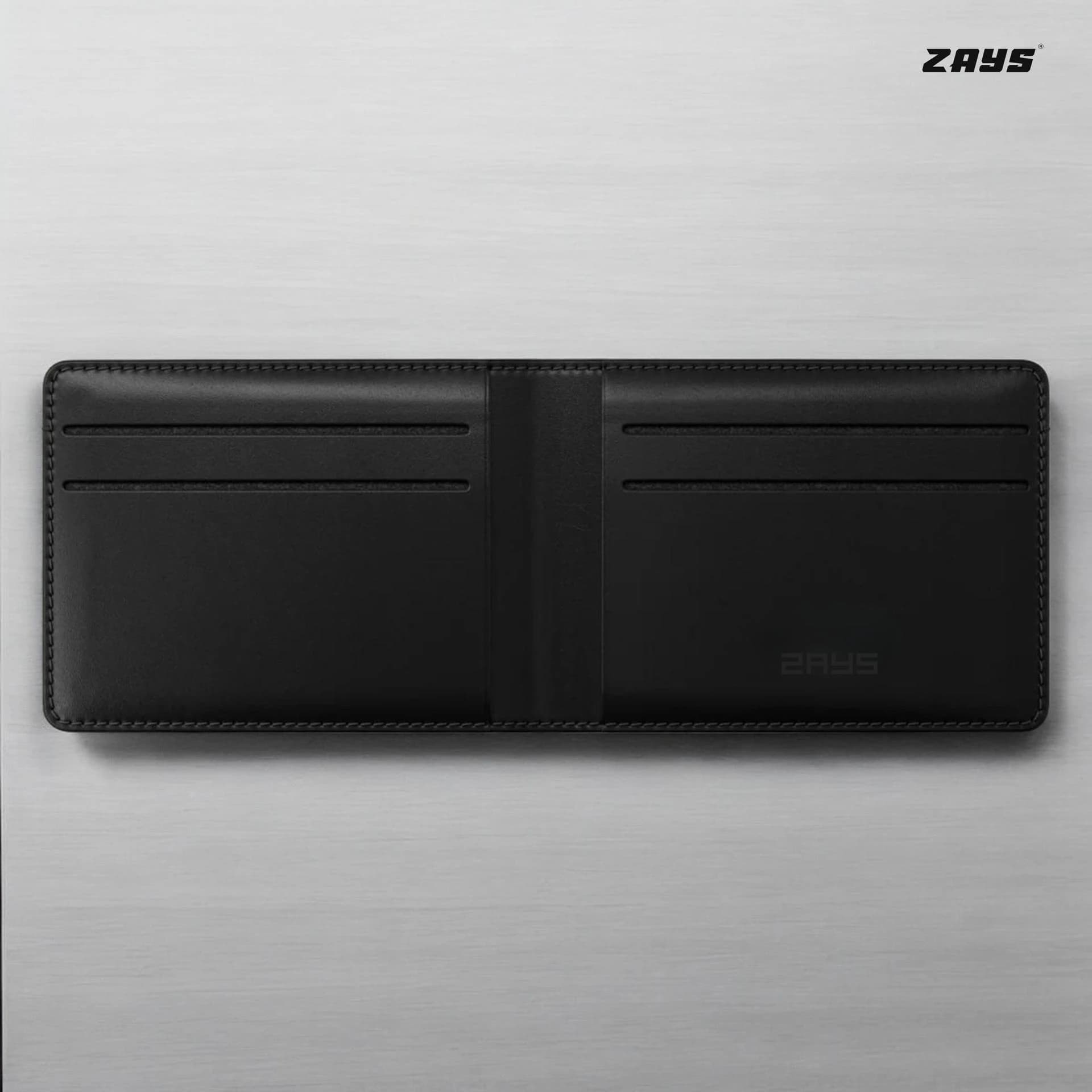 Zays Handcrafted Premium Leather Bifold Short Wallet ZSW101-Black
