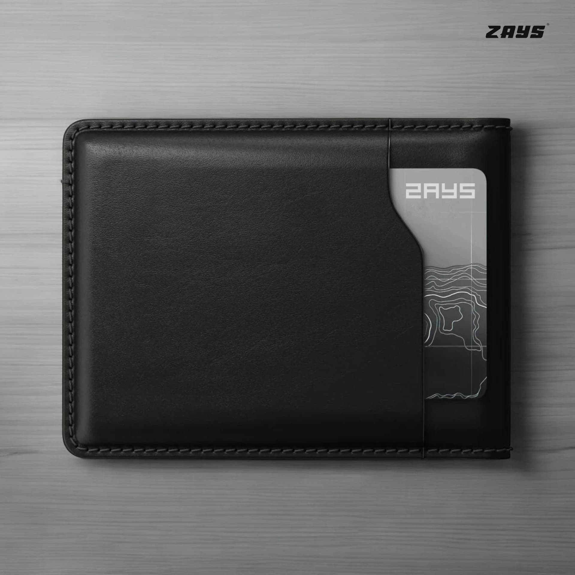 Zays Handcrafted Premium Leather Bifold Short Wallet ZSW101-Black
