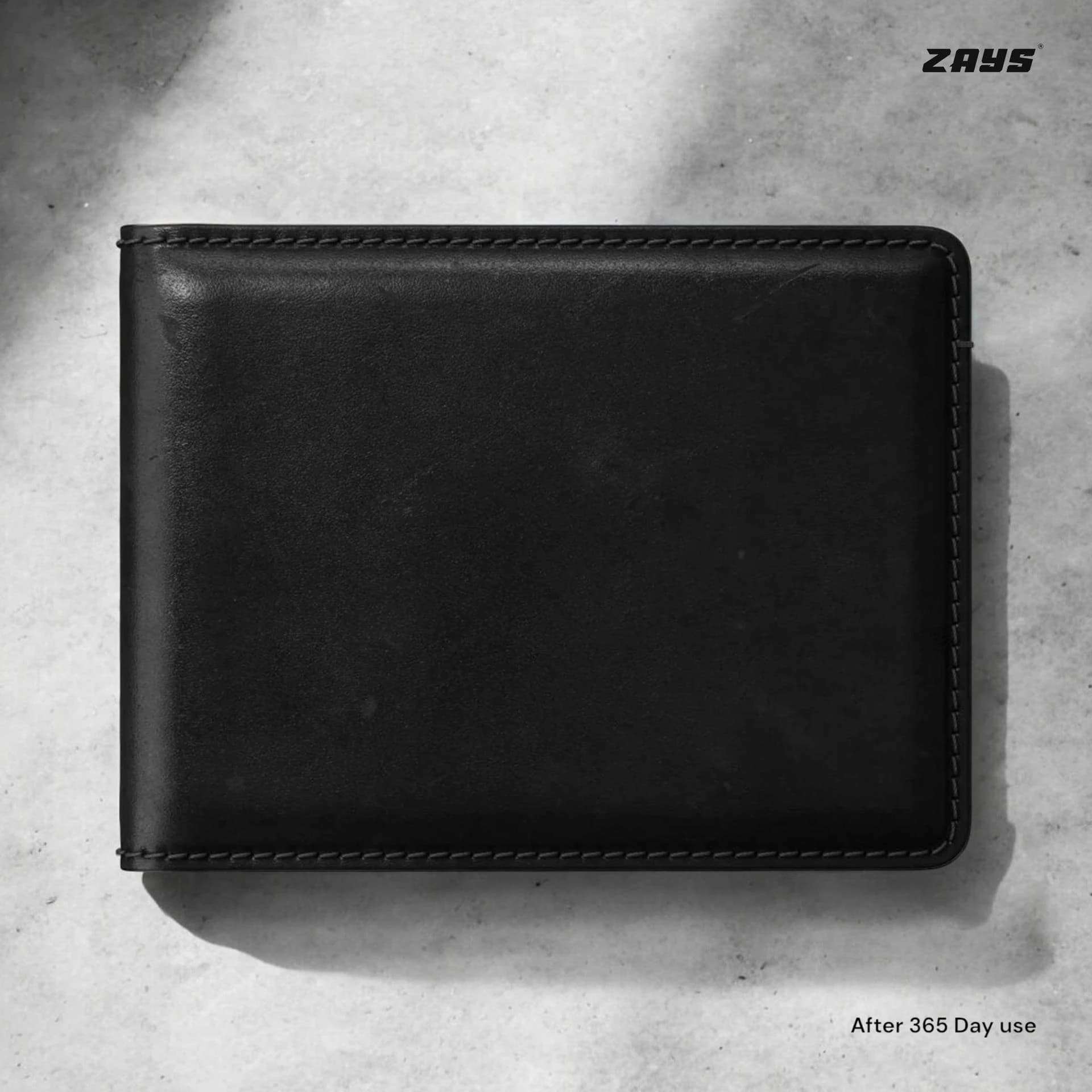 Zays Handcrafted Premium Leather Bifold Short Wallet ZSW101-Black