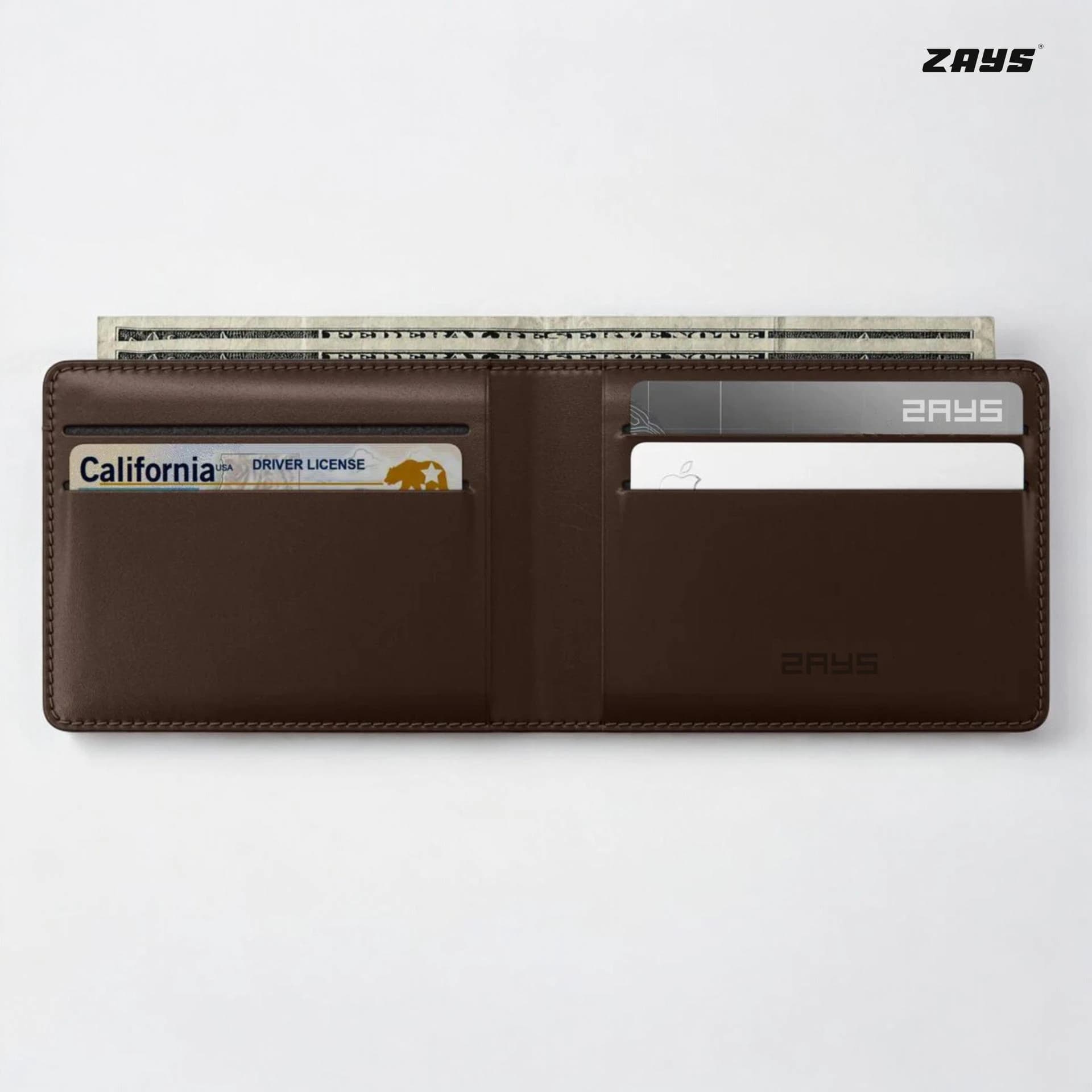 Zays Handcrafted Premium Leather Bifold Short Wallet ZSW102-Chocolate
