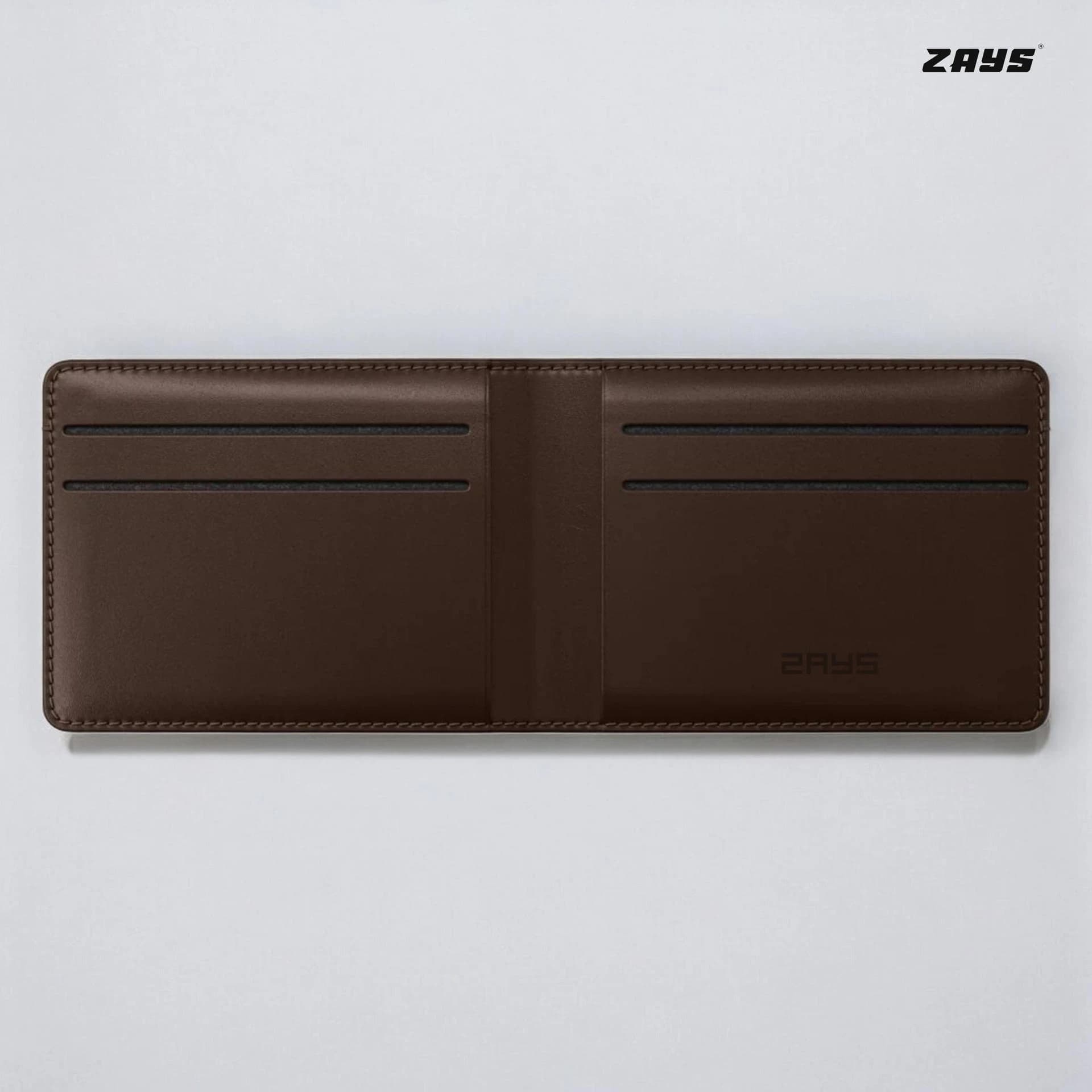 Zays Handcrafted Premium Leather Bifold Short Wallet ZSW102-Chocolate