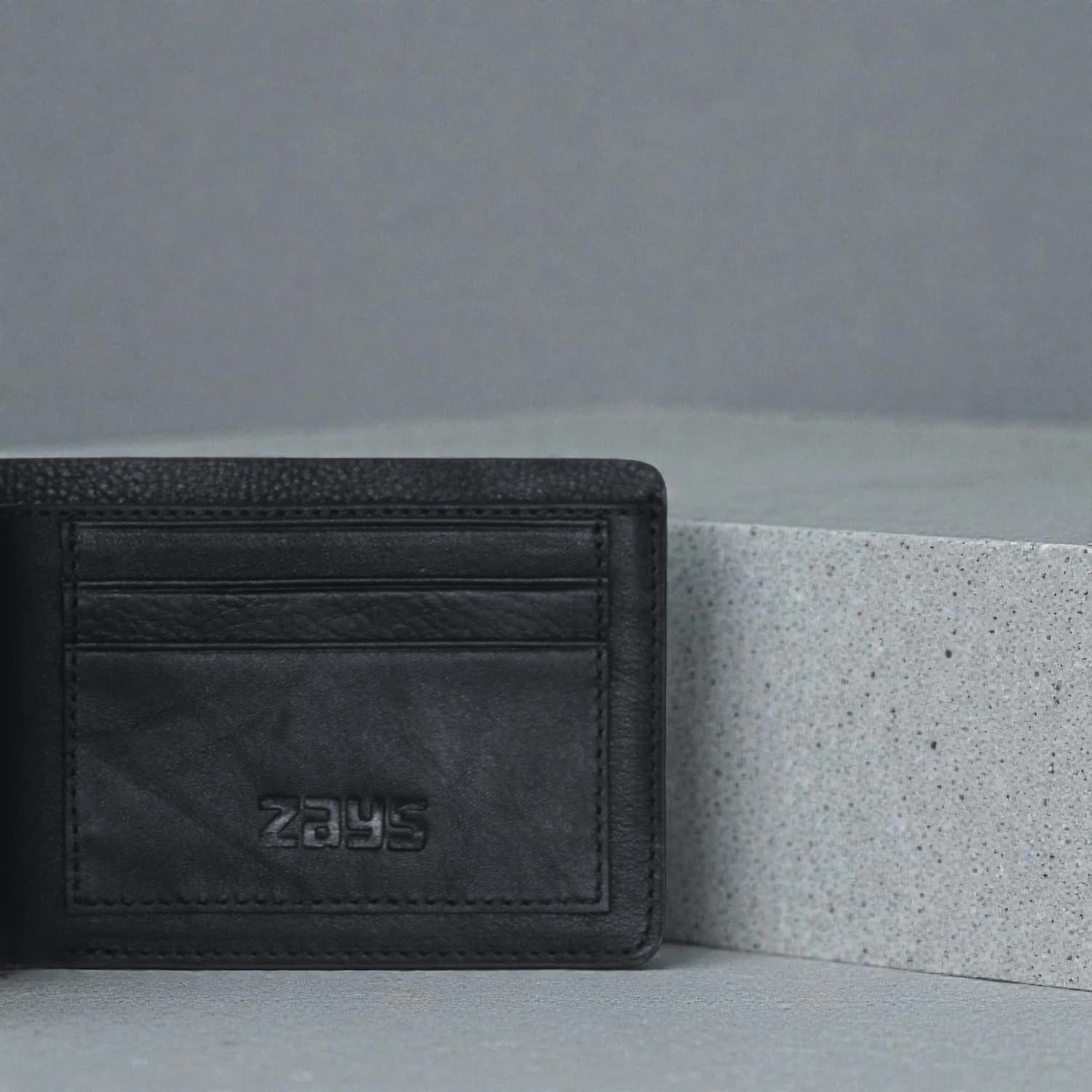 Zays Handcrafted Premium Leather Bifold Short Wallet ZSW103-Black