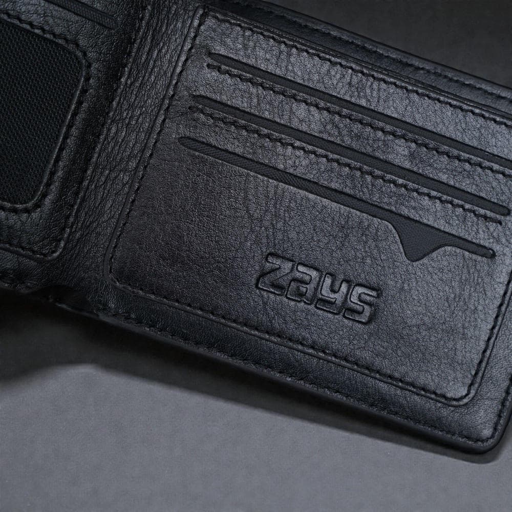 ZAYS Premium Handcrafted Crocodile Embossed Leather Bifold Wallet for Men And Women - Super Slim Durable Stylish Short Wallet - ZSW122-Black