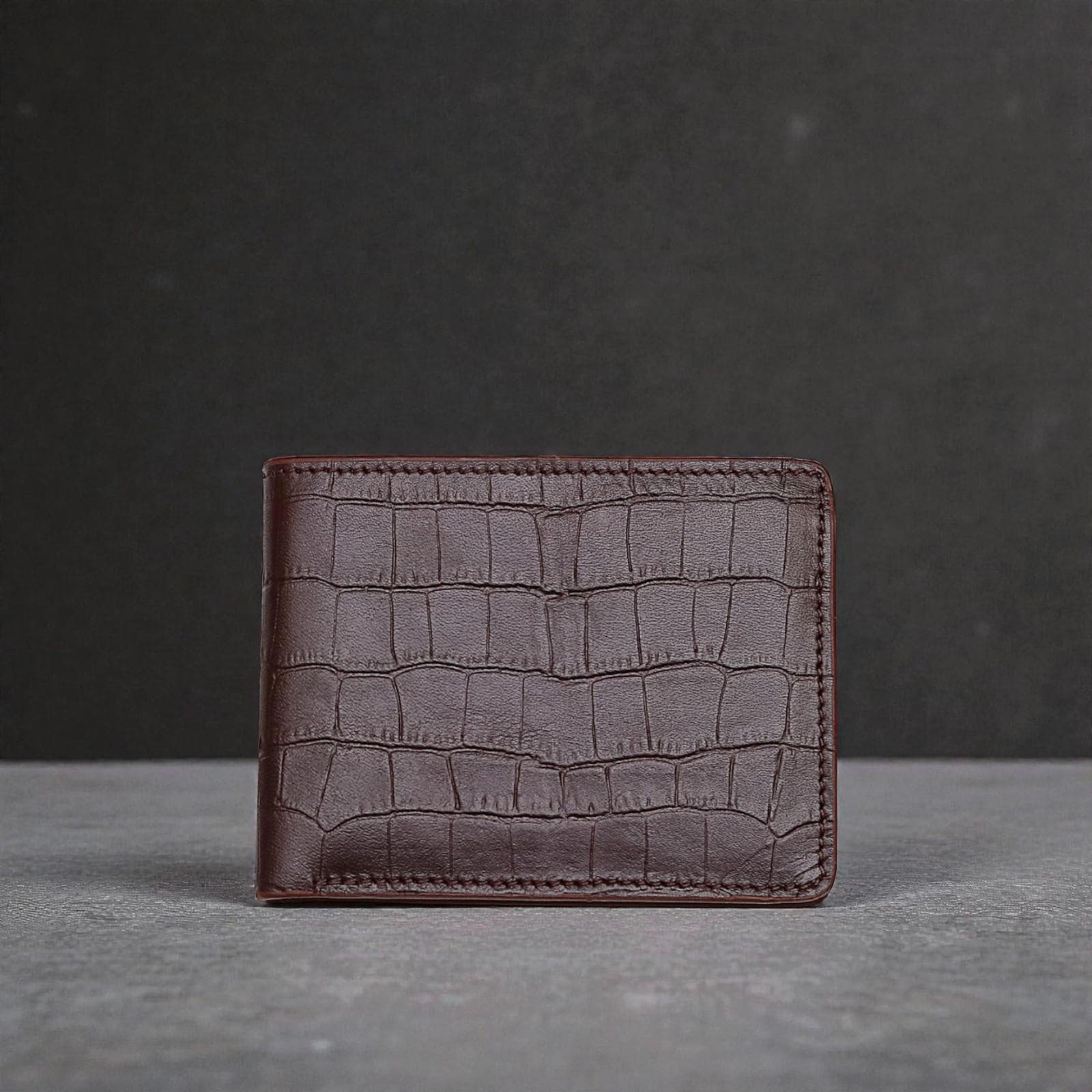 ZAYS Premium Handcrafted Crocodile Embossed Leather Bifold Wallet for Men And Women - Super Slim Durable Stylish Short Wallet - ZSW123-Chocolate