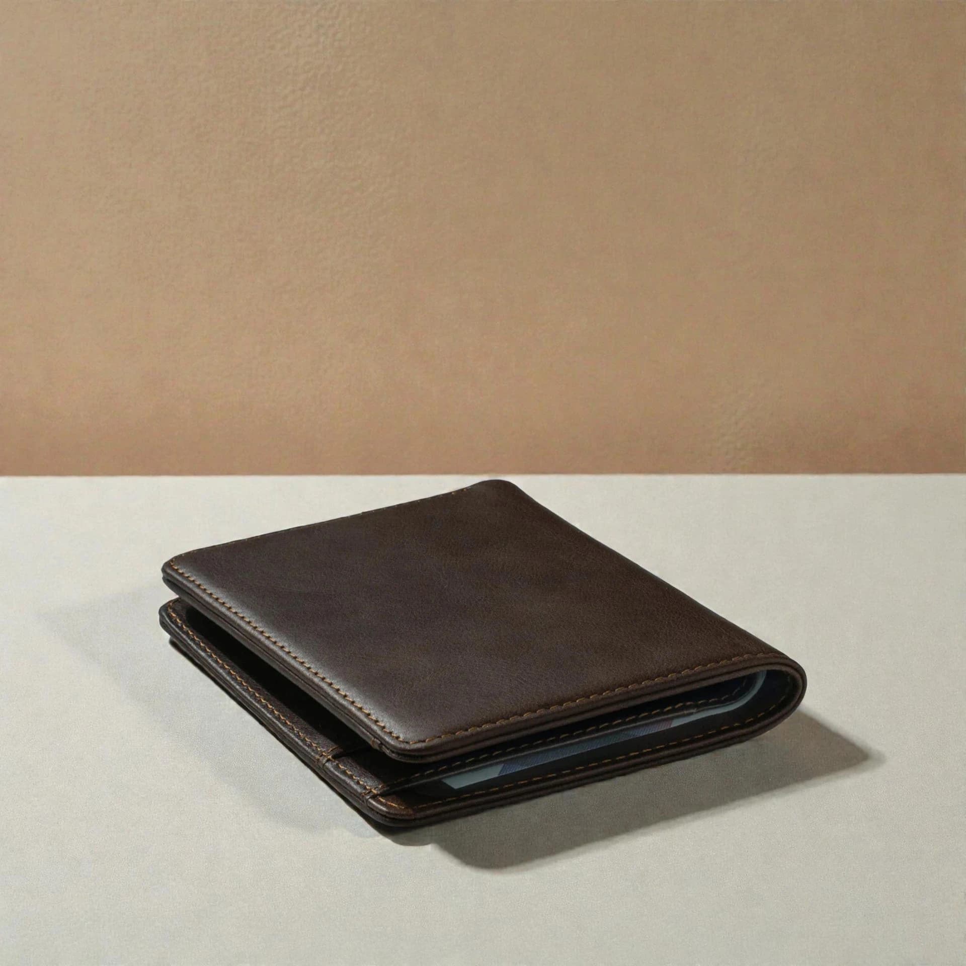 Zays Premium Handcrafted Slim Bifold Leather Short Wallet for unisex - Personalized Top-Grain Leather Wallet - Compact Durable Stylish - ZSW127-Chocolate