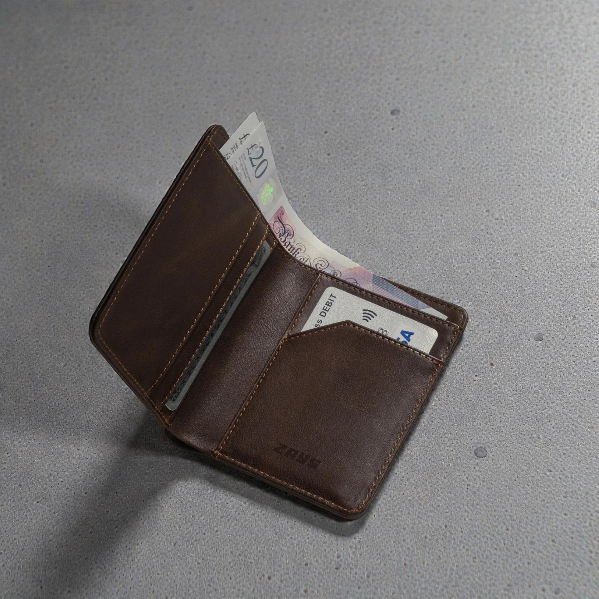 Zays Premium Handcrafted Slim Bifold Leather Short Wallet for unisex - Personalized Top-Grain Leather Wallet - Compact Durable Stylish - ZSW127-Chocolate