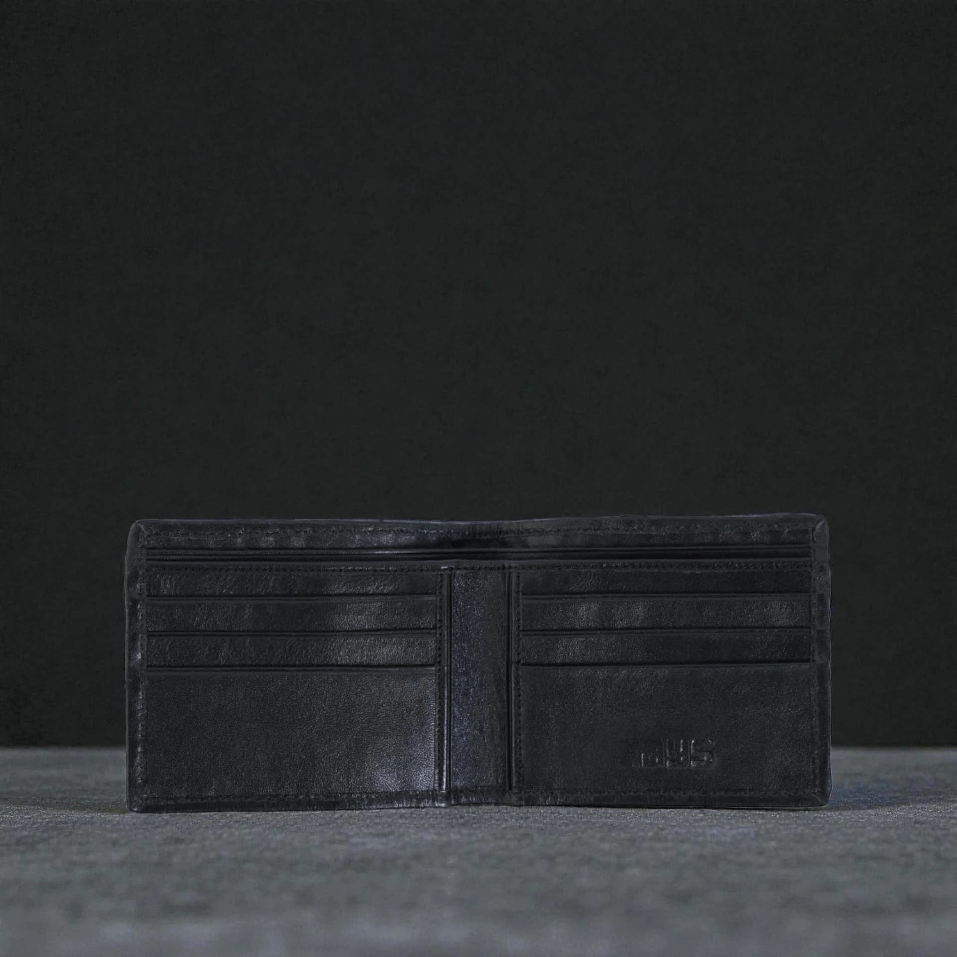 Zays Handcrafted Real Pati Degine Premium Leather Bifold Wallet for Men And Women - Super Slim Durable Stylish Short Wallet - ZSW129-Black