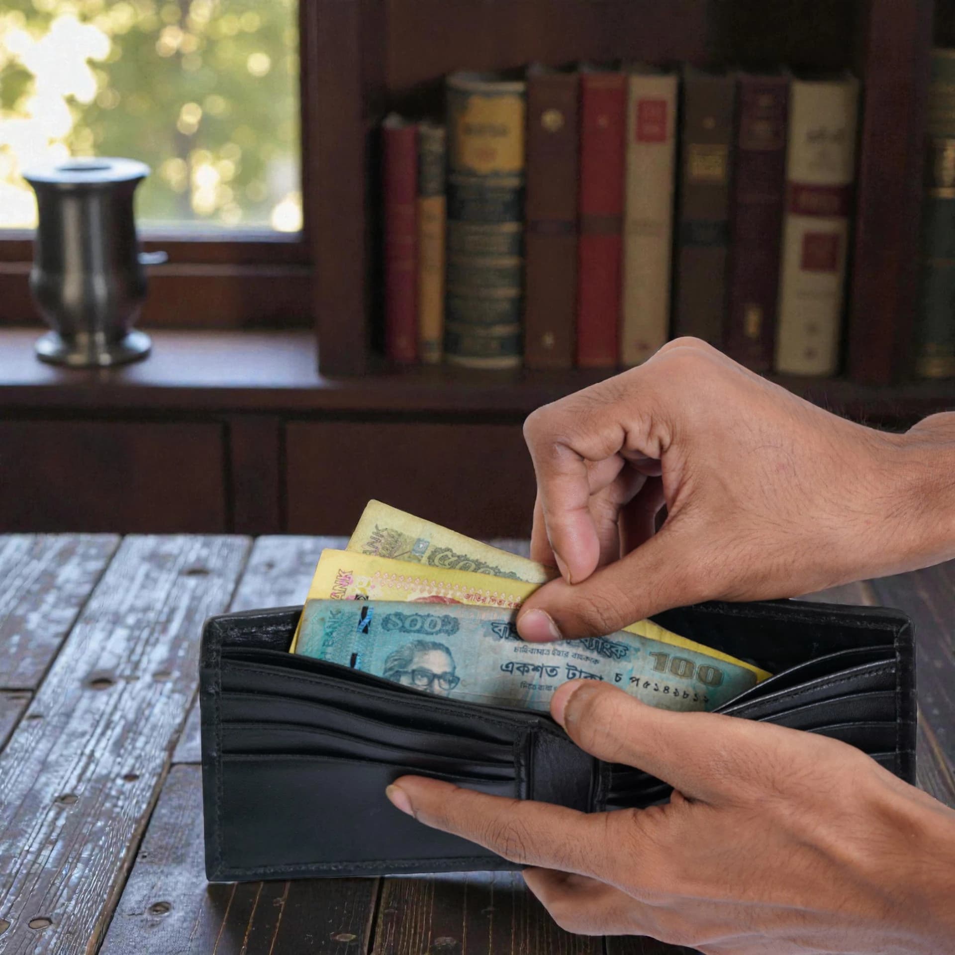 Zays Handcrafted Real Pati Degine Premium Leather Bifold Wallet for Men And Women - Super Slim Durable Stylish Short Wallet - ZSW129-Black