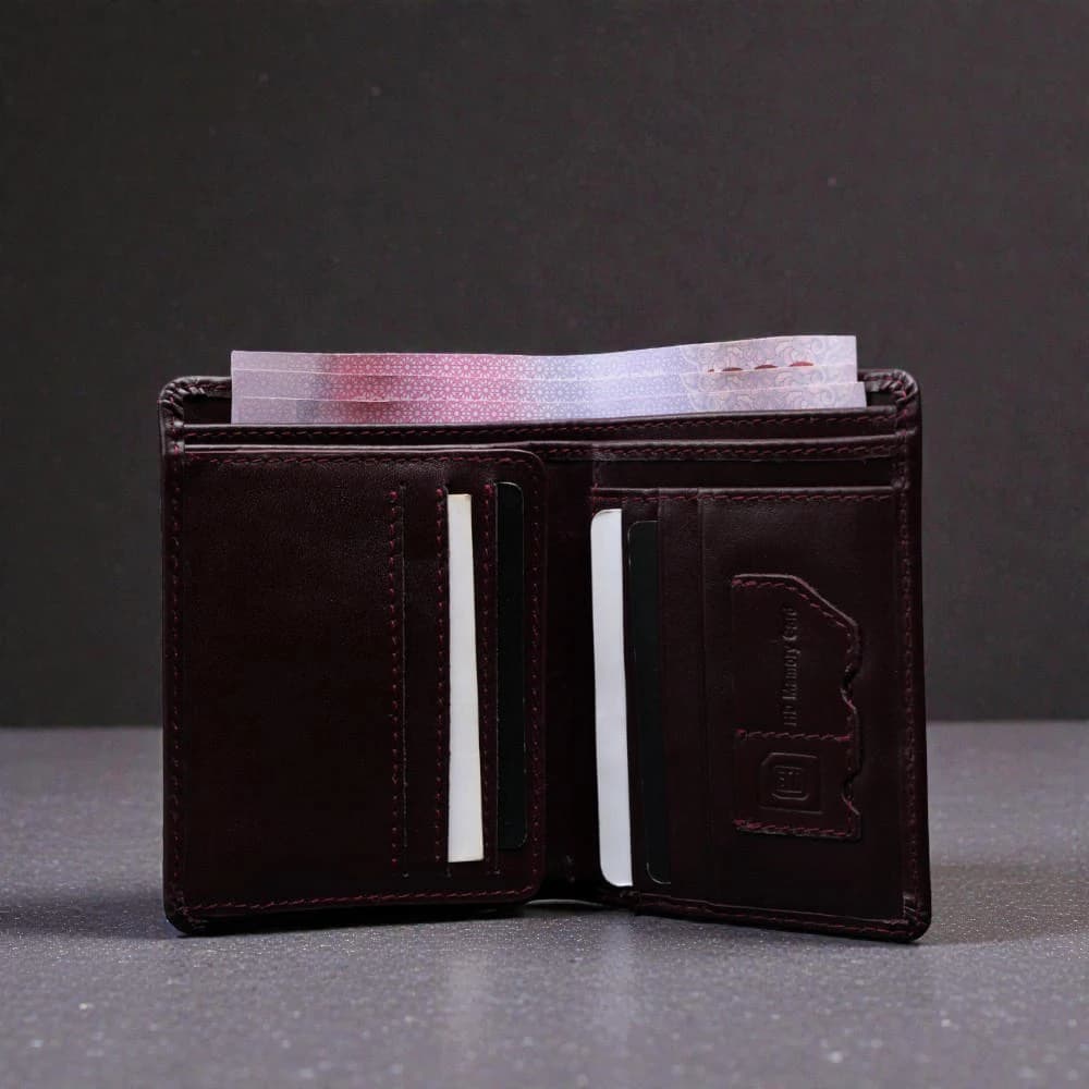 ZAYS Premium Handcrafted Genuine Leather Slim Bifold Wallet for unisex - Eco Tanned Full Grain Leather Compact Stylish Durable Everyday Wallet with Card Cash SIM and Memory Slots - ZSW131-Chocolate
