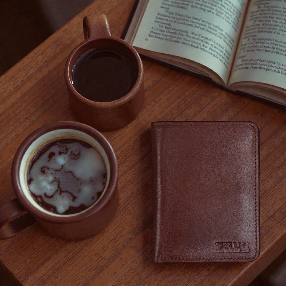 ZAYS Premium Handcrafted Oil Pull Up Leather Slim Bifold Wallet for Unisex - Genuine Eco-Tanned Cowhide - Durable Stylish Everyday Leather Wallet Bangladesh - ZSW132-Red Brown
