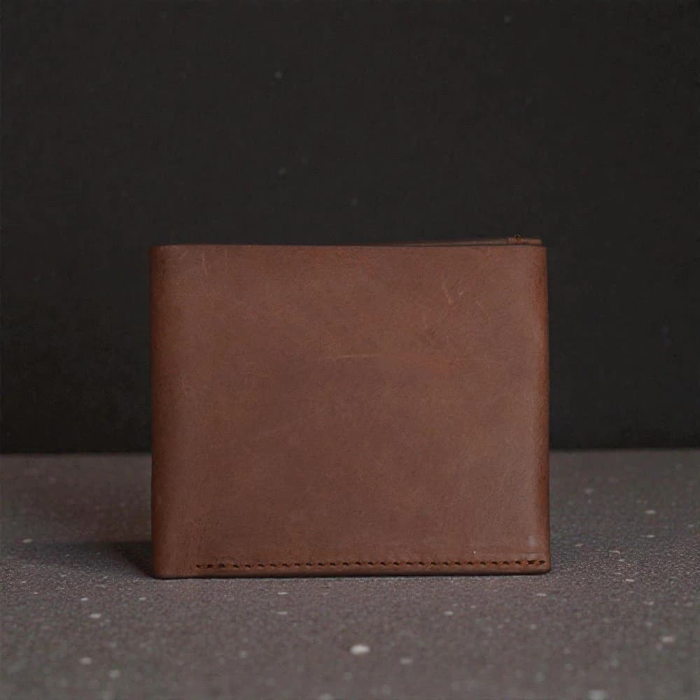 ZAYS Premium Handcrafted Oil Pull Up Leather Slim Bifold Wallet for Unisex - Genuine Cowhide Short Wallet - Super Slim Durable Stylish Everyday Carry - Best Handmade Leather Wallet in Bangladesh - ZSW134-Brown