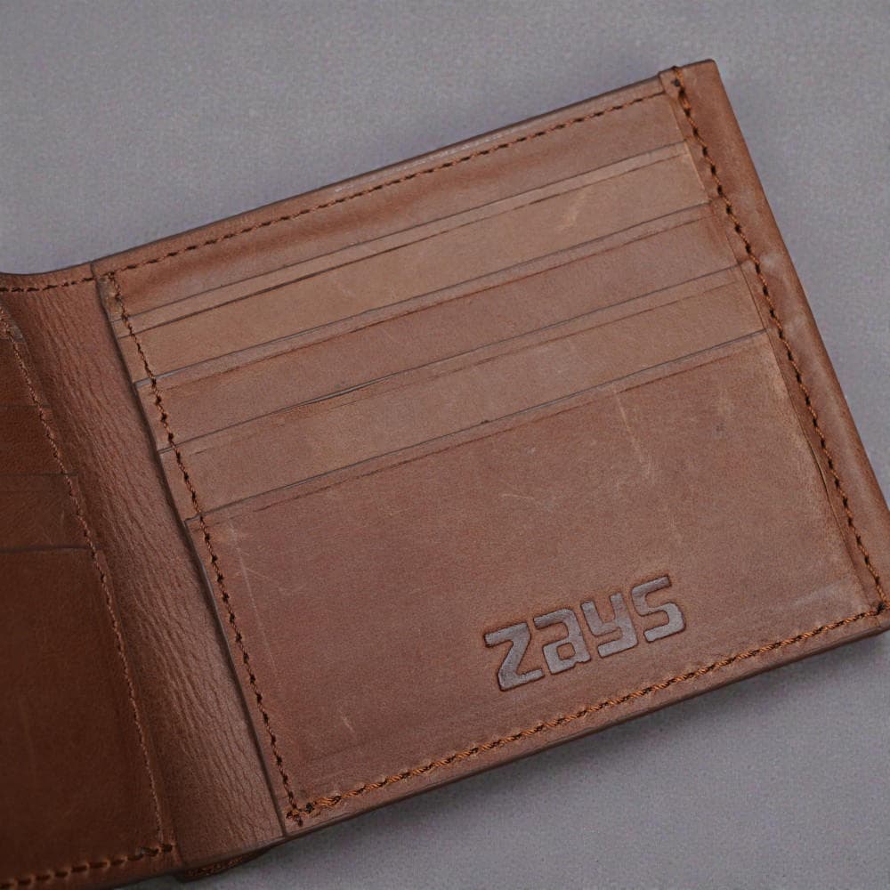 ZAYS Premium Handcrafted Oil Pull Up Leather Slim Bifold Wallet for Unisex - Genuine Cowhide Short Wallet - Super Slim Durable Stylish Everyday Carry - Best Handmade Leather Wallet in Bangladesh - ZSW134-Brown