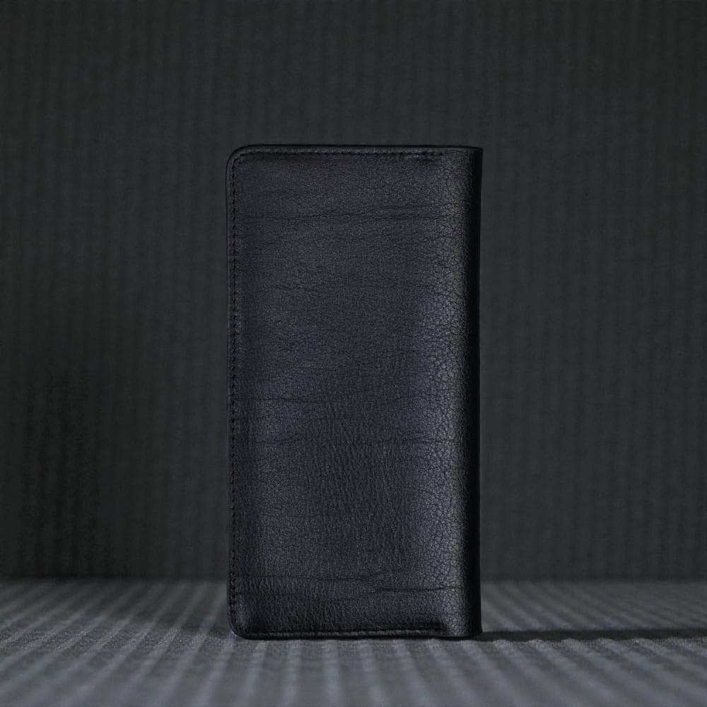 Zays Handcrafted Premium Eco Friendly Leather Long Wallet for Mobile and Many things - Slim Durable and Stylish Wallet for Unisex - Top-Grain Leather Compact and Lightweight (ZLW107-Black-II)