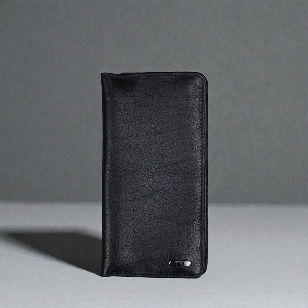 Zays Handcrafted Premium Eco Friendly Leather Long Wallet for Mobile and Many things - Slim Durable and Stylish Wallet for Unisex - Top-Grain Leather Compact and Lightweight (ZLW107-Black-II)