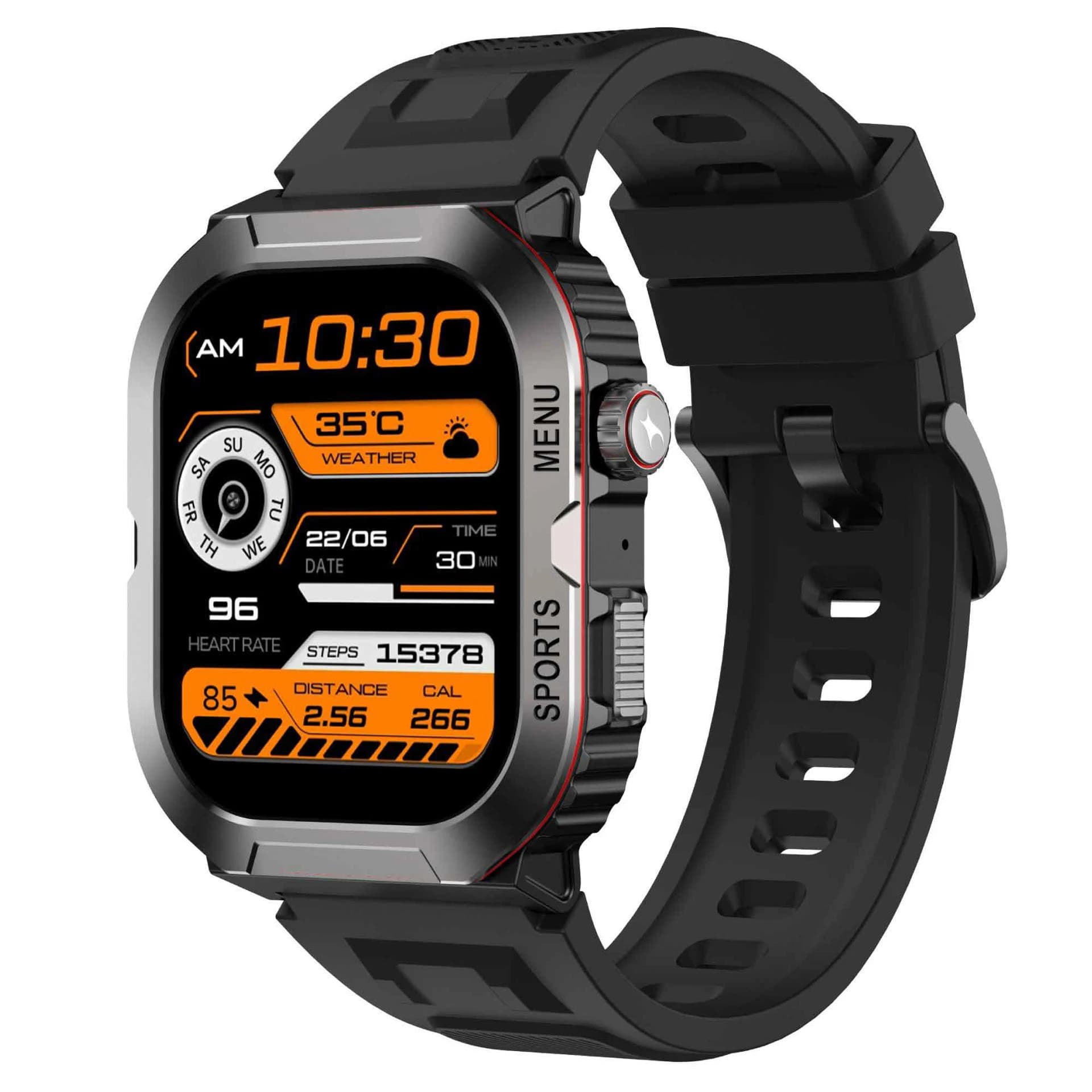 Fastrack Xtreme S1 with 1.43cm AMOLED Display, Rugged Design, SingleSync BT Calling, Functional Crown with Black Strap