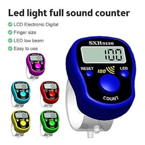 Digital Tasbih Counter with LED Light – Finger Tally Tasbeeh (1 Piece)