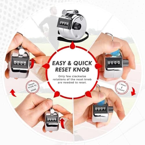 Metal Tasbih Tally Counter – Manual Mechanical Clicker Tasbeeh with Finger Ring